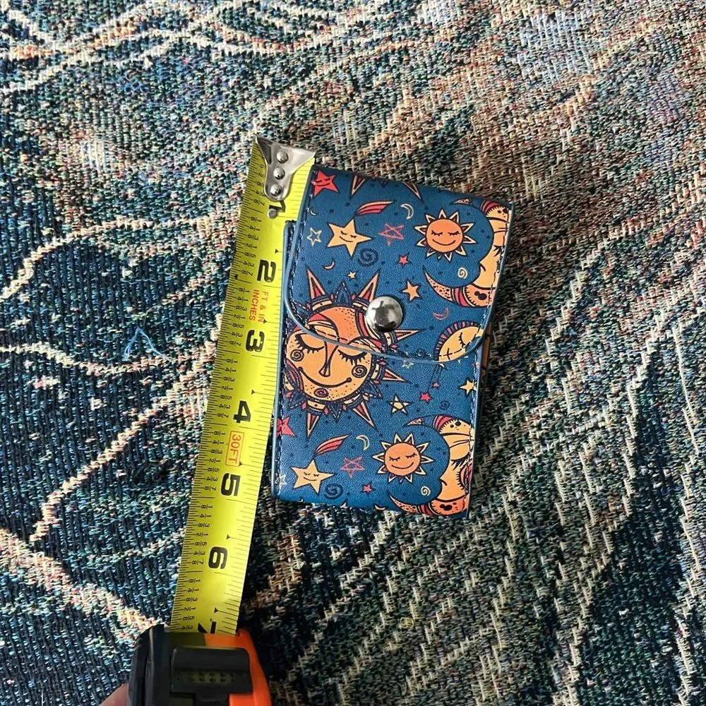 Sun and Moon Card Holder Bright and Colorful Hippie Chill Vibes Blue and Orange